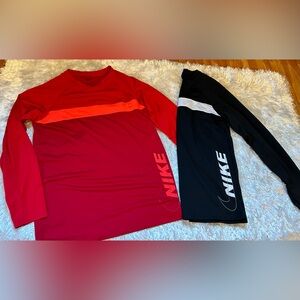 Boys size Large (10/12) set of 2Nike Dri-Fit very light weight long sleeved tops
